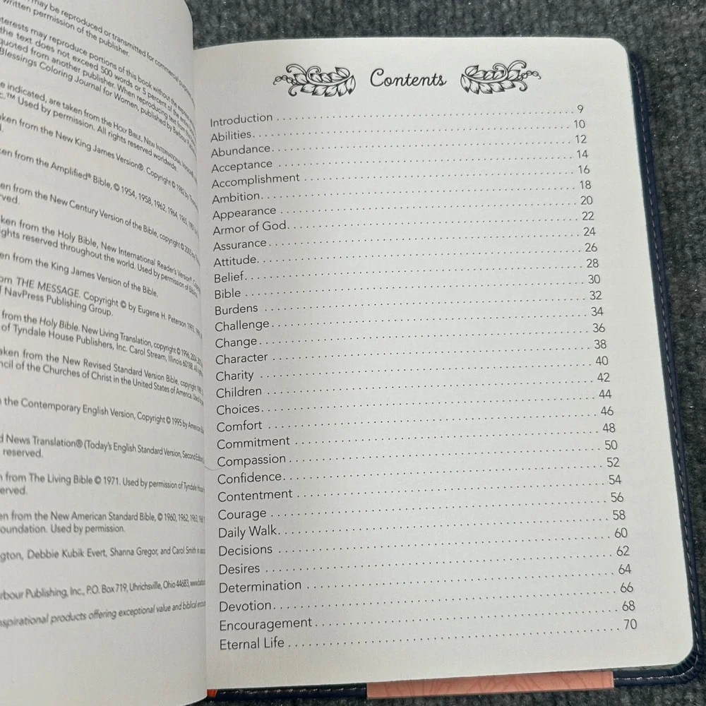 Everyday Blessings Coloring Journal for Women Christian Devotional Blue Leather
